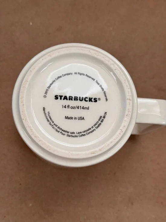 Starbucks 2015 Made In USA Siren Logo Cream Ceramic Coffee Mug. 14 fl oz - Picture 4 of 4